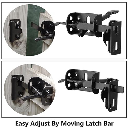 WellMade Thumb Gate Latch Heavy Duty,Self Locking Door Latches and 9" Handle Kit,Steel Gate Lock Hardware for Wooden/Vinyl Fence Swing Outdoor Gate,Black with Screw
