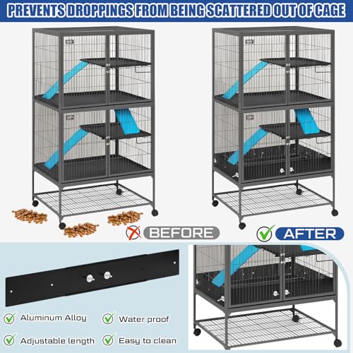 Chunful Scatter Guards Compatible with Ferret Nation & Critter Nation, 9 Pcs Pull Out Adjustable Small Animal Cages Guards, Urine & Litter Containment for Ferrets, Chinchillas, Rats(Black) - color: Black