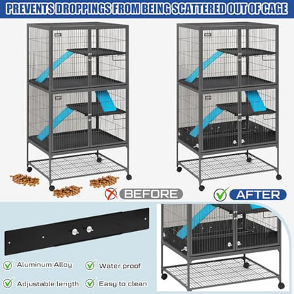 Chunful Scatter Guards Compatible with Ferret Nation & Critter Nation, 9 Pcs Pull Out Adjustable Small Animal Cages Guards, Urine & Litter Containment for Ferrets, Chinchillas, Rats(Black) - color: Black