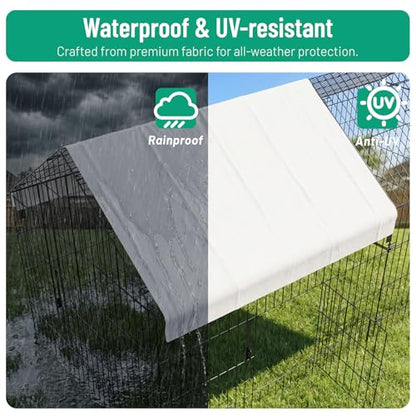 NUGRIART Portable Chicken Coop with Run, 130"×40" Poultry Cage with Waterproof Cover for Small Backyard Flocks, Chickens, Ducks, Rabbits & Small Animals - size: 130.0"L x 40.0"W x 40.0"H