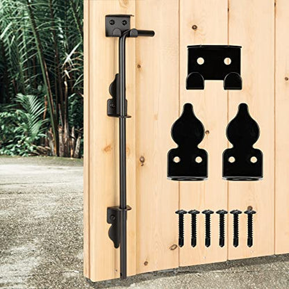 24" Heavy Duty Cane Bolt Gate Drop Rod-Steel Gate Ground Latch Designed for Wood Metal Vinyl Gates or Double Doors Fence Applications - size: 24 Inch-1 Pack