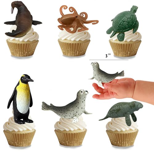 10Pcs Sea Animal Action Figures Toy for Kids, Great for Kids Stocking Stuffer, Bath Toys, Beach Toys, Cake Topper and Party Favors, Gifts, Prizes, Rewards - color: Sealifes