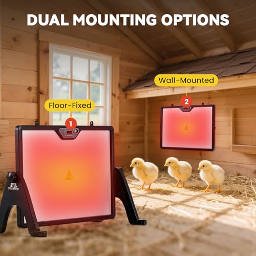 Chicken Coop Heater, 200W Chick Warmer, Brooder Heating Plate | with Remote Control, Double Side Heating, 360° Adjustable, Timing Function, Temperature Adjustable, LED Screen