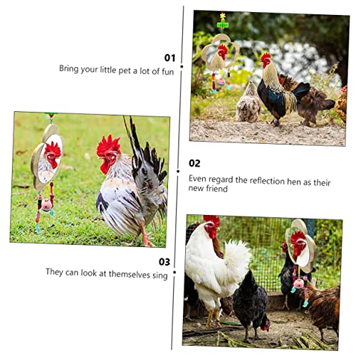 Creative Wooden Mirror Toy for Chickens Hens Interactive Pet Mirror Pendant for Playtime Relief for Chicken Farms