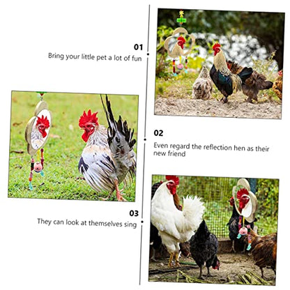Creative Wooden Mirror Toy for Chickens Hens Interactive Pet Mirror Pendant for Playtime Relief for Chicken Farms