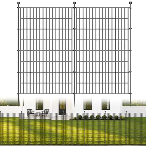 No-Dig Decorative Outdoor Garden Fence for Yard, Animal Barrier Fencing for Dog | Rustproof Metal Temporary Fence for Patio, Pet and Flower Bed | 48in (H) x 23.6ft(L), 10 Panels - size: 48 in(H) X 23.6 ft(L)