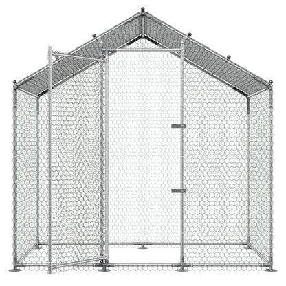 VEVOR Large Metal Chicken Coop,6.6 x 3.3 x 6.6 ft, Walk-in Chicken Run House with Waterproof Cover & Sturdy Frame, Spire Roof Poultry Cage Duck Pen for Rabbit Hen Goose Outdoor Backyard Farm Use - size: 78.7"L x 39.4"W x 78.7"H