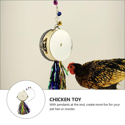 Stainless Steel Chicken with Double Sided Mirror Pendants Fun Hanging Accessory for Hens Roosters Convenient Installation Reduces Boredom Increases Activity Level