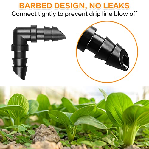 Gardrip Drip Irrigation Elbow Fittings：50 Pieces Barbed Elbow Irrigation Parts with Sharp End Fits for 1/4 Inch Irrigation Tubing Drip Line Elbow Connectors for Garden Lawn Irrigation System - color: Elbow-50P