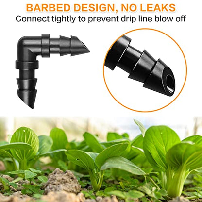 Gardrip Drip Irrigation Elbow Fittings：50 Pieces Barbed Elbow Irrigation Parts with Sharp End Fits for 1/4 Inch Irrigation Tubing Drip Line Elbow Connectors for Garden Lawn Irrigation System - color: Elbow-50P