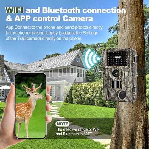 4K 60MP WiFi Trail Camera | Waterproof Game Camera with Night Vision Motion Activated for Wildlife Monitoring and Home Security