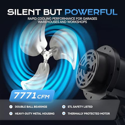 Tehanld Industrial Wall Fan 30 Inch - 7800 CFM High Velocity Airflow, Heavy Duty Metal Wall Mounted Fan with Dual Pull Chains & 90° Oscillation, 3-Speed Commercial Fan for Warehouse & Barn - size: 30 INCH