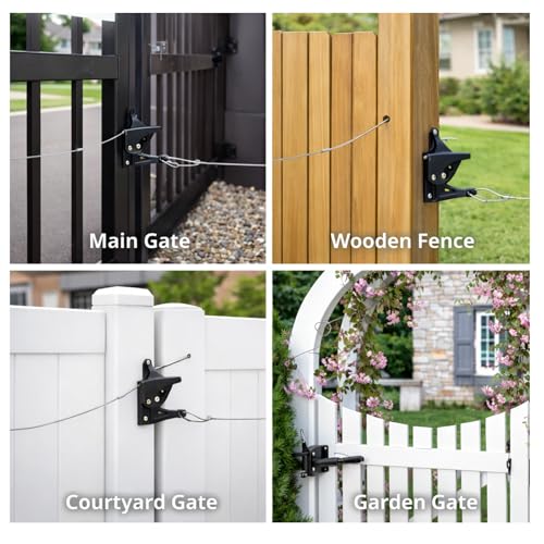 2 Pack Gate Latch Cable Pull, Heavy Duty Stainless Steel Gate Opener Cable, Rust-Proof Fence Latch Release Cord Replacement for Outdoor Wooden Fences, Yard & Garden Gates - size: 2 Pack