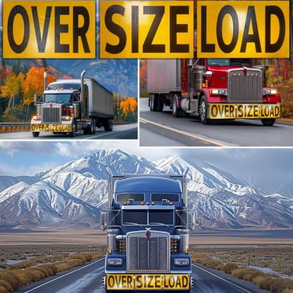 3 Pack Anti-scratch Oversize Load Signs for Trucks, Magnetic Oversize Load Sign, Durable Wide Load Signs for Trucks, Professional Oversize Warning Sign for Safe Hauling 12" x 60" Fade Proof Waterproof
