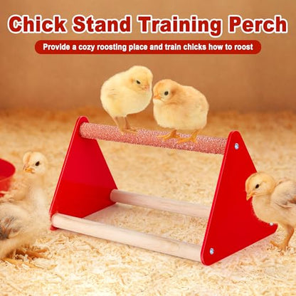 POMINEL Chick Brooder Box Starter Kit, Plastic Baby Chicken Feeder and Waterer Set with Chick Perch - color: WHITE