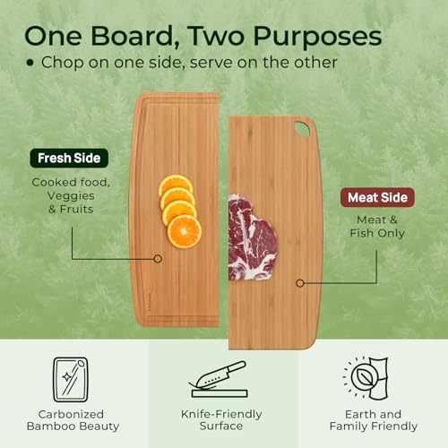 Keechee Dishwasher Safe Bamboo Cutting Boards 15.4x11.7in Heat-Resistant Chopping & Charcuterie Board with Juice Groove, Durable Lightweight Kitchen Essentials for Meat, Vegetables, Easy Clean - size: 15.4"L x 11.7"W