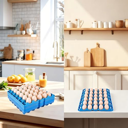12 Pack Plastic Egg Tray 30 Cell Egg Crates Egg Flats Stackable Egg Carton for Home, Chicken Farmers, Storing, Sorting, and Shipping Eggs, Holds Multiple Eggs (Blue)