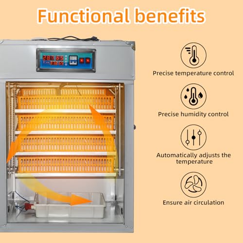 352 Egg Digital Cabinet Incubator，Poultry Hatching Breeding Cabinet Incubator for Auto Egg Turning, Temp/Humidity Control, Thermostatic for Chicken/Duck/Goose/Quail Bird. - size: 352 eggs 230L