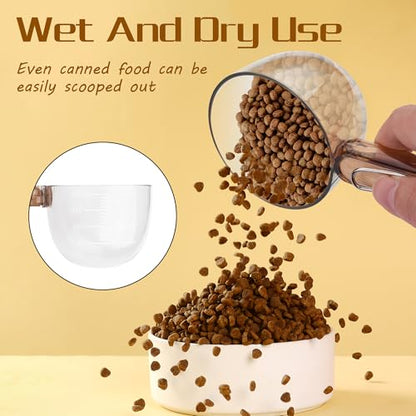YAODHAOD Dog Food Scoop 1 Cup, Transparent Measuring Cup with Sealing Clip for Dog Cat Ferret Rabbit Bird Food,Dishwasher Safe, Accurate Portion Control (Transparent Black) - color: Transparent Black