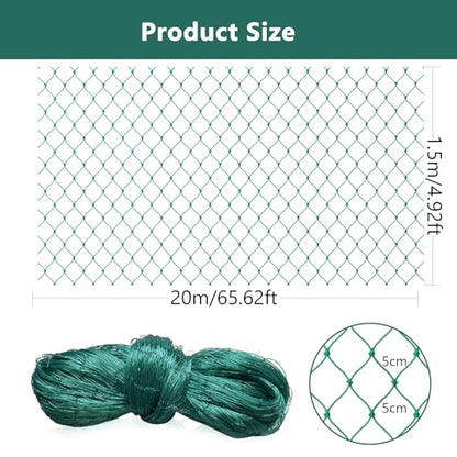 Bird Netting for Chicken Coop, Poultry Netting Over Chicken Run & Chicken Pen, Heavy Duty Nylon Nettings Reusable, UV-Resistant, Garden Netting Aviary Net Fruit Tree Nettings - size: 1.97"-4.92' x 65.62'