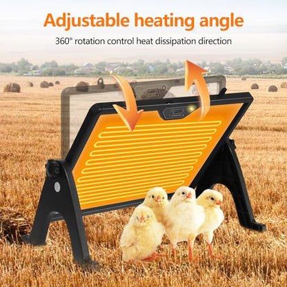 Chicken Coop Heater Winter - Safe Adjustable Temperature Heater with Remote Control, Timer-Ready for Indoor Outdoor Pets/Animals, Black