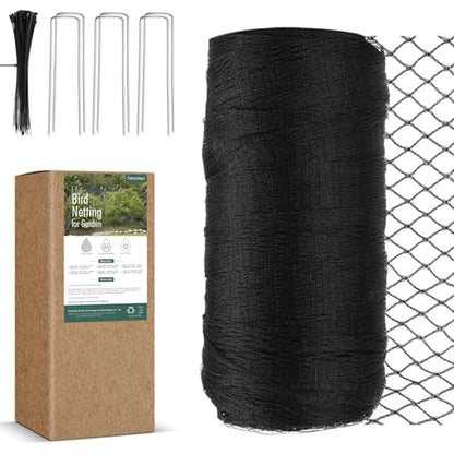 Bird Netting for Garden, Fetanten 7.5 x 33 FT Netting for Garden Protection Vegetables Fruit Trees Blueberry from Birds Deer Poultry, Heavy Duty Woven Mesh Net Animal Fencing with Ties and Staples - size: 7.5 x 33FT