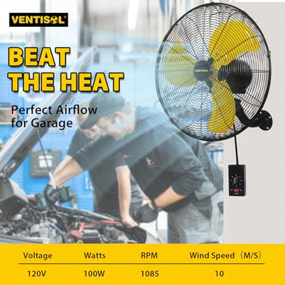 VENTISOL 18 Inch Wall Mount Fan Oscillating, 4,200 CFM High Velocity Industrial Wall Fan for Indoor, Commercial, Residential, Warehouse, Greenhouse, Workshop, Basement - size: Osc. 18 inch