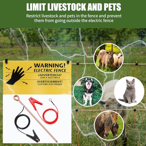 Electric Fence Wire Connect The Energizer and Electric Fence Charger Solar Fence Charger Solar Powered Electric Fence, Solar Electric Fence (3FT(Wire+Grounding Rod)) - style: 3FT(Wire+Grounding Rod)