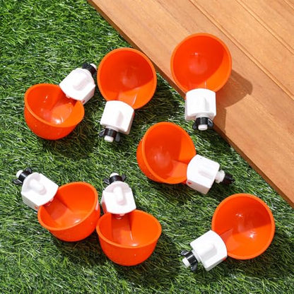 Tanlade 50 Packs Chicken Waterer Cups Large Chicken Feeder, Automatic Waterer Cups Kit for Poultry Chicks Duck Goose Turkey Bunny(Orange) - color: Orange