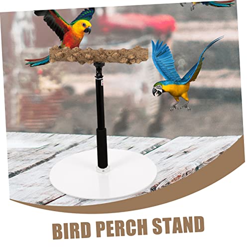 Happyyami Parrot Training Stand Bird Perch Adjustable Height Bird Plaything Parakeet Cage Accessory Safe