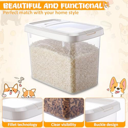 2 Pack Airtight Dog Food Storage Container, 27.6 Lbs Clear Pet Food Storage Bin with 2 Measuring Scoops for Pet Dog Cat Grain Rice Treat - size: 27.6 Lbs