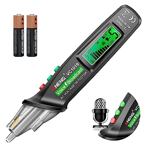 ANENG Voice Broadcast Non Contact Voltage Tester with Range AC 12V-1000V,Live/Null Wire Electrical Tools with LCD Display,Flashlight,Pocket-Sized Pen Dector,Buzzer Alarm,Wire Breakpoint Finder