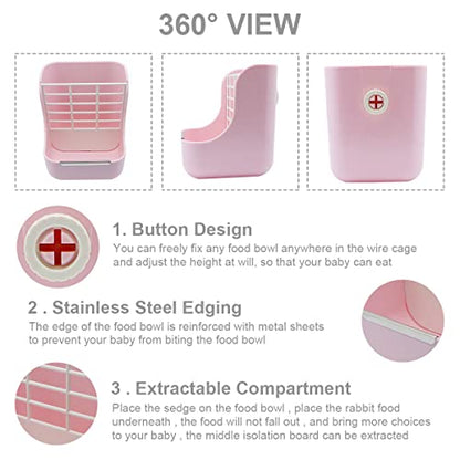 Litewoo Rabbit Hay Feeder Food Bowl Feeding Rack for Small Animal Guinea Pig Chinchilla Bunny Cage Accessories - color: Pink