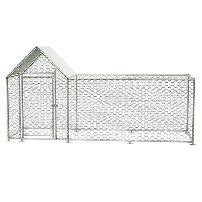 Large Walk-in Chicken Coop, Heavy Duty Metal Chicken Run for Backyard, Outdoor Poultry Habitat with Waterproof UV Cover for Duck Rabbit, Predator-Proof Lockable Door (10' L x 3.5' W x 5' H)