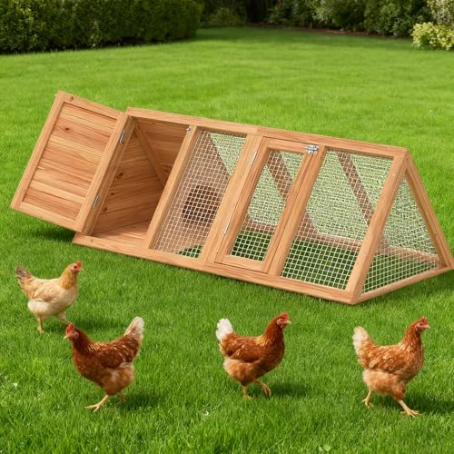 GOJOOASIS Chicken Coop for 2 Chickens Small Rabbit Hutch Quail Coop Wooden Bunny Cages Outdoor Chicken House w/Ventilating Wire (Wood) - color: Wood