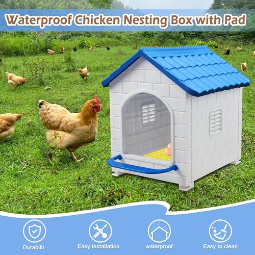 Nesting Boxes for Chicken, Plastic Single Compartment Chicken Nesting Box for Laying Eggs for Hens, Ducks and Poultry - Blue - color: Blue