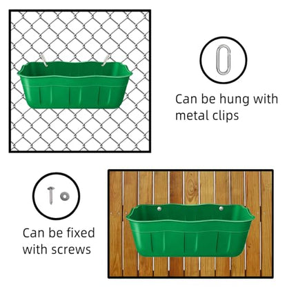 Hanging Chicken Feeders,Duck Feeder Waterer,Small Feed Trough 1.3 Quart 3 Pack,Hanging Fence Feed Trough for Poultry,Green - color: Green, size: 1.3 Quart (3 Pack)