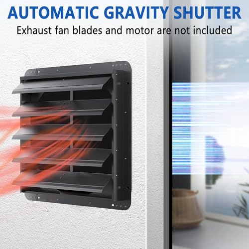20 Inch Galvanized Sheet Spraying Automatic Exhaust Shutter Louver Vent (No Fan Blades and Motor) for Home Attics, Workshops, Barn, Greenhouse - size: 20 Inch