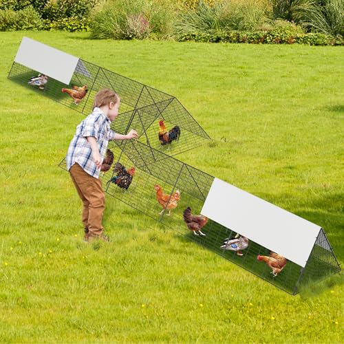 Large Metal Chicken Tunnel, Portable Chicken Run Coop with Waterproof & Anti-UV Cover, Outdoor Predator Protection Poultry House for Yard Backyard Farm, Hens Ducks Rabbits - size: 40.9"L x 29.7"W x 3.7"H