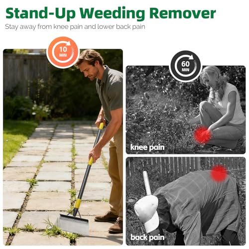 Floor Scraper Long Handle - Ice Removal Tool, Multifunctional Garden Cleaning Flat Shovel, 74" Weed Scraper Heavy Duty Sharp Blade for Lawn Edging,Sidewalk Weeding,Driveway Steps Snow Shovel - size: 74"