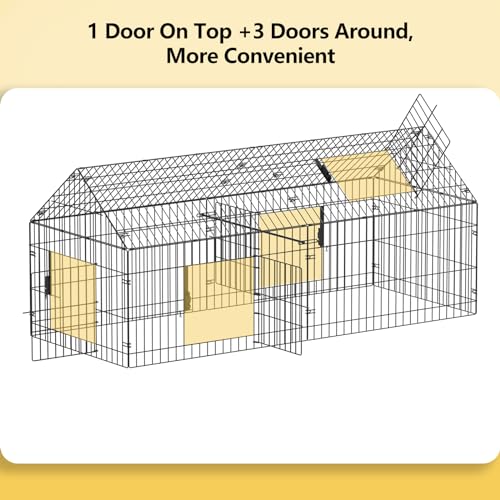 INJOPEXI Metal Chicken Coop 71.7"×30"×31" Chicken Runs for Yard with Cover Chicken Playpen Enclosure Chicken Pen Kennel Duck Coop Cage Hutch Fence for Outdoor Backyard Farm Rabbit Small Animal Poultry