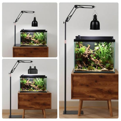 Reptile Heat Lamp Stand Reptile Light Stand 17.6-74.6 inch | 360° Swing Arm Lamp Holder,Extendable Lamp Pole,for Bearded Dragon,Turtle,Snake & Lizard Terrariums