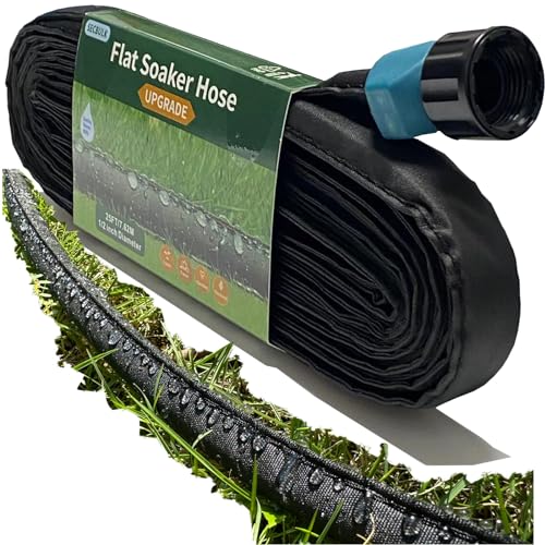 Secbulk 2025 Flat Soaker Hose 25 ft for Garden, 25' Linkable Drip Hose Diy Garden Irrigation System Saving 80% Water, Dual-layer Leak-free Design Water Hose with Holes - size: 25ft