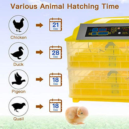 SUNCOO Digital 96 Egg Incubator for Hatching Eggs with Automatic Turner Intelligent Temperature & Humidity Control for Chicken Ducks Goose Birds Hatching Poultry Hatcher W/Three Output Channels