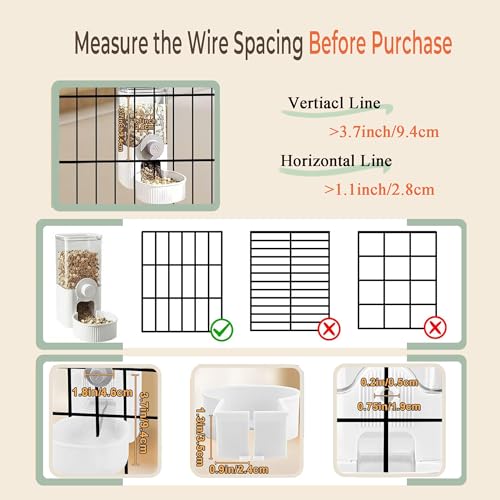 Auto Gravity Food Dispenser for Cage Hanging, 41OZ Capacity Hanging Automatic Pet Cage Feeder, Food Bowl for Cats Dogs Rabbit Ferret Chinchilla Bird Hedgehog Guinea Pig (White) - color: White