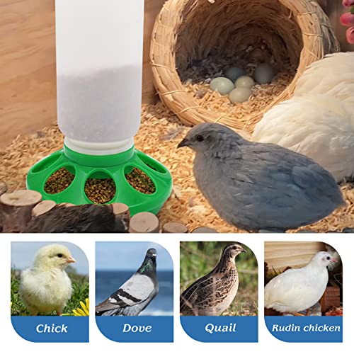 2-in-1 Chick Starter Set, 0.3Gal Chick Feeder and Waterer Kit for Baby Chicken Duck Brooder Duck Feeder Quail Feeder Chicken Feeder and Waterer Set - color: Green