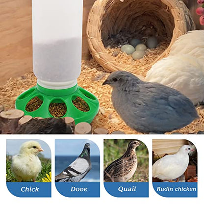 2-in-1 Chick Starter Set, 0.3Gal Chick Feeder and Waterer Kit for Baby Chicken Duck Brooder Duck Feeder Quail Feeder Chicken Feeder and Waterer Set - color: Green