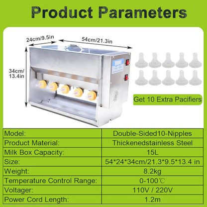 Piglet Feeding Station, Automatic Milk Feeder with 10 Nipples, Stainless Steel Cover and Valve, Ideal Livestock Milk Feeder for Piglets - size: 10Nipples