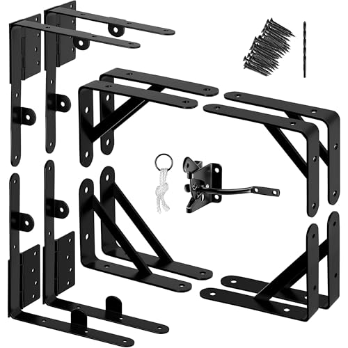 Heavy Duty Anti Sag Gate Kit - 90 Degree Bracket with Hinges for Wooden Fences - No Sag Corner Brace for Doors & Driveway (2 Sets) - style: 2 Sets of Anti Sag Gate Kit and Gate Latch