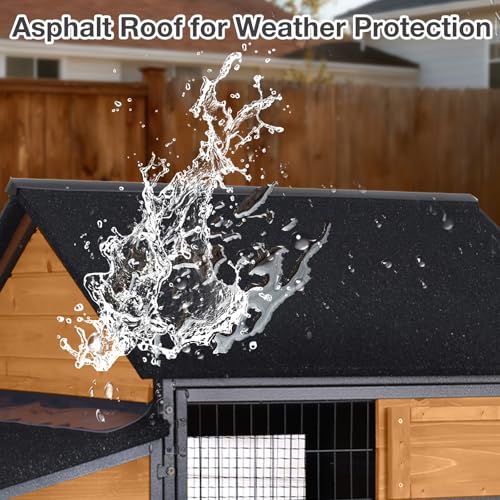 85.6" Chicken Coop with Wheels and Large Run, Heavy Duty Metal Frame Wooden Hen House for 4-6 Chickens, Mobile Poultry Cage with 3 Nesting Boxes, Waterproof Asphalt Roof & Anti-Predator Locks - color: Orange